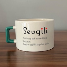 Sevgili Baskılı Yeşil Kulplu C Fincan