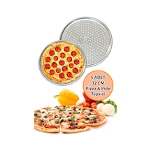 Nishev Premium 32cm Delikli Pizza, Lahmacun & Pide Tepsisi Seti 5 Parça Renkli