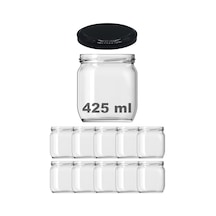 Afracam 425 Ml Metal Siyah Kapaklı Şeffaf Cam Kavanoz 10 Adet Genel