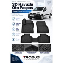 Peugeot Partner Panelvan 2016 3d Havuzlu Oto Paspas Karbon Desenli Ön Takım 2 Parça