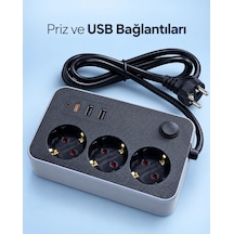 Elektrik Ve Şarj Bağlantılarını Bir Arada Sunan Usb Ve Type C Çıkışlı Akım Korumalı Priz 1
