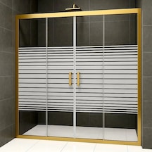 Durul Duşakabin Ön Cephe Altın Profil 5Mm Çizgili Cam H:190 Beyaz - Şeffaf Durul Duşakabin Ön Cephe Altın Profil 5Mm Çizgili Cam H:190 Beyaz - Şeffaf