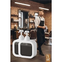 Mey İthalat 2 Li Berber Sabunluğu Modern Pompalı Dispenser Sıvı Sabun, Şampuan, Losyon İçin 300