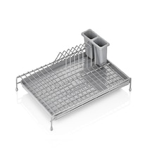 Tek Katlı Tabaklık Tezgah Üstü Bulaşıklık Bulaşık Sepeti Bulaşık Gri