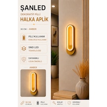 Dekoratif 20w Halka Modeli İç Mekan Gold Kasa Amber Işık 30 Cm Duvar Aplik Pilli