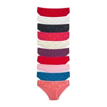 Royaleks 10 Adet Önü Dantelli Transparan Kadın Slip Külot S231 RYL-AKDNDT10241 Çok Renkli