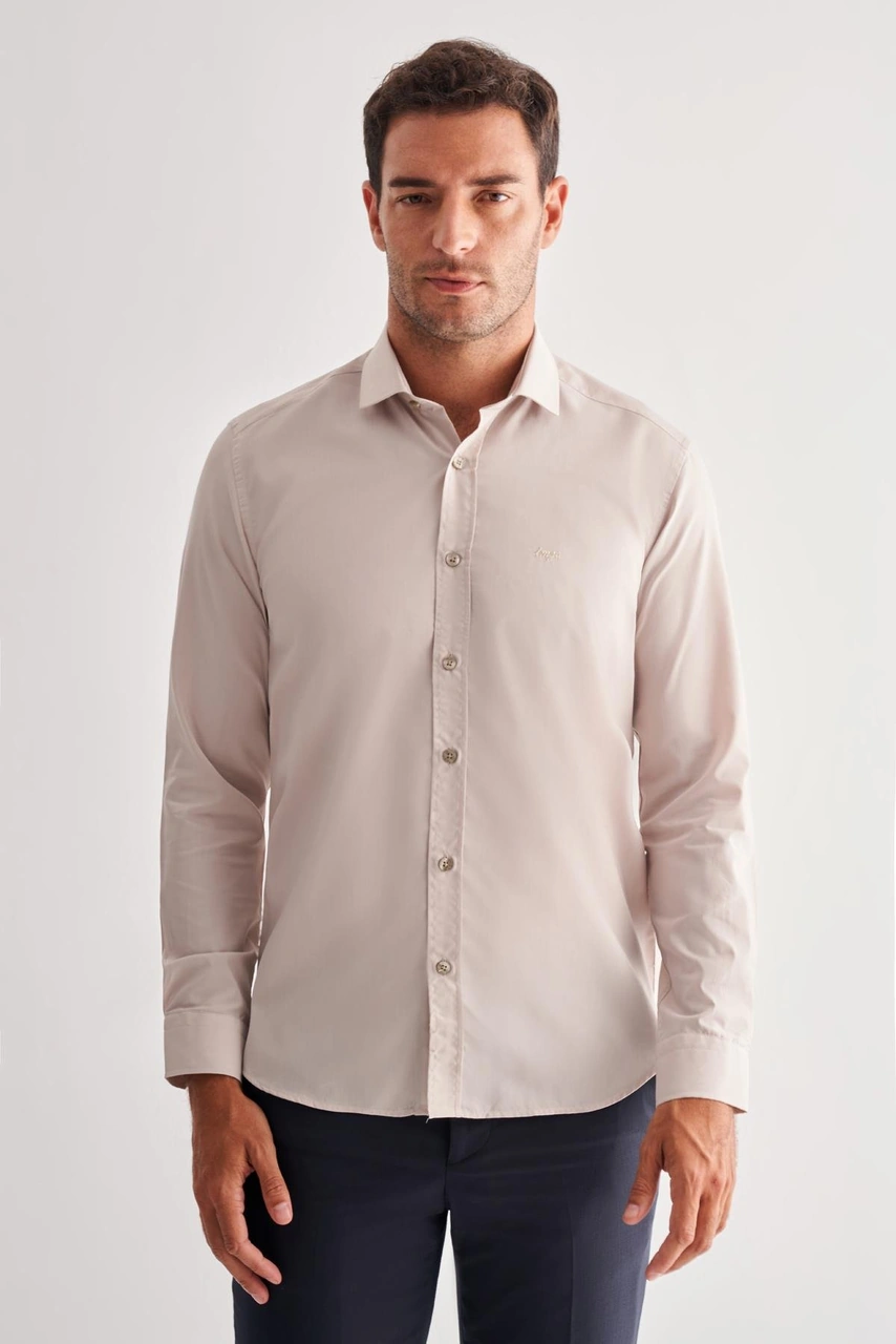 İmza Koyu Bej Yarım İtalyan Yaka Uzun Kol Slim Fit Pamuklu Gömlek 1004255180 Koyu Bej İmza Koyu Bej Yarım İtalyan Yaka Uzun Kol Slim Fit Pamuklu Gömlek 1004255180 Koyu Bej