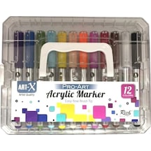 Art-x Pro-art Fırça Uçlu Akrilik Marker 12 Renk Kristal Kutu Çok Renkli