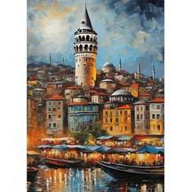 İstanbul Galata Kulesi Manzara Dekoratif Ahşap Tablo 35cm X50cm