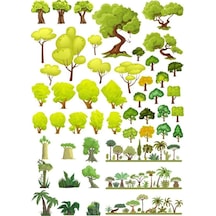 Ağaçlar Sticker Set-5 27 Parça Telefon, Tablet, Defter, Laptop Sticker