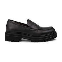 Deery Hakiki Deri Siyah Kadın Loafer Ayakkabı - 01903zsyhe01 Siyah