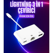 Kb-10 Apple iPhone Uyumlu Lightning 3ın1 Ethernet Rj45 Ve Usb Kamera Adaptörü