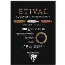 Clairefontaine Etival Siyah Sulu Boya Blok 300G 15 Yaprak A5