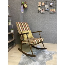 Asedia Trend Ceviz Ekose Hardal Sallanan Sandalye Dinlenme Koltuğu