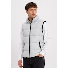 Ertaştrendstore Erkek Şişme Yelek Fermuarlı Dış Cep İç Cepli Elyaf Dolgulu Astarlı Yelek - Gri Çoklu Renk