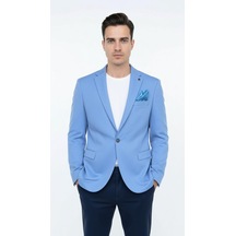 Erkek Slim Fit Blazer Ceket Plus Scorpion Tek Düğmeli Spor & Klasik Kombin Bebe Mavisi