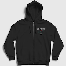 Presmono Unisex Lie 5 Seconds Of Summer Fermuarlı Kapüşonlu Sweatshirt Siyah