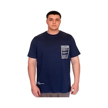 Mode Xl Büyük Beden Erkek T-shirt Bisiklet Yaka Faultless Basklılı U25011 Indigo İndigo