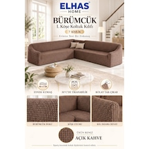 Bürümcük Eteksiz L Köşe Koltuk Örtüsü. 7 Kişilik Esnek, Köşe Koltuk Kılıfı. Toplam Uzunluk 550cm Açık Kahve - 796363643 Açık Kahve
