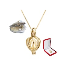 Gerçek Istiridye Içi Inci 925 Ayar Gümüş Kafes Inci Kolye