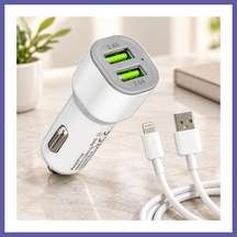 Bezos Araç Çakmaklık Çift Usb Hızlı Şarj Başlığı Ve Lightning Kablosu Nıda