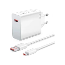 67w Gan Xiaomi 14 Civi İle Uyumlu Turbo Şarj Adaptörü Ve 6a Type C Kablo Beyaz 1 Metre