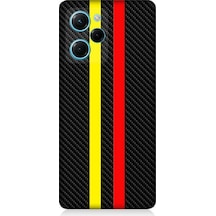 Xiaomi Poco X5 Pro Uyumlu Silikon Kılıf Sarı Kırmızı Karbon Motif