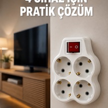 Kablosuz Duvar Tipi 4 Lü Priz Çoklayıcı Anahtarlı Elektrik Priz Çoğaltıcı Diğer