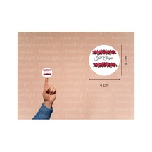 Gül Suyu Etiketi Hediye Sticker Kırmızı Gül Baskılı Yuvarlak Mat Çıkartma 4 Cm 45 Adet Çok Renkli