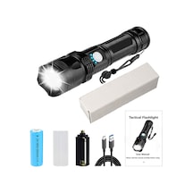 Jeemson Çok Fonksiyonlu Şarj Edilebilir El Feneri - 5000mah Pil, 5 Aydınlatma Modu, Tip-c Şarj, Su Geçirmez Siyah