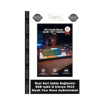 Özel Seri Çoklu Bağlantılı Rgb Işıklı Q Klavye Tk15 Siyah Yazı Masa Aydınlatmalı