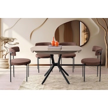 Talin Masa, Rolls Metal Sandalye, Selenity, 120x70 Cappuccino