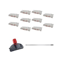 Sska Cod-Ex Dar Yedek Islak Mop Takımı Islak Mop Beyaz 10'lu 450 G 17 CM + Metal Sap + Mop Tutucu