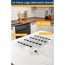 Mienda Home 24'lü Şeffaf Kristal Lego Stand Baharatlık Standı Çok Amaçlı Düzenleyici Organizer Şeffaf