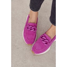 Darius Pembe Hakiki Süet Zincir Aksesuarlı Kadın Sneaker-Pembe