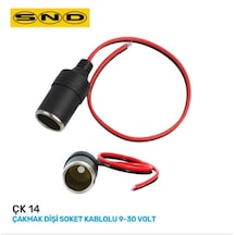 9 Volt - 30 Volt Unıversal Kablolu Dişi Çakmaklık Yuvası - 2 Adet