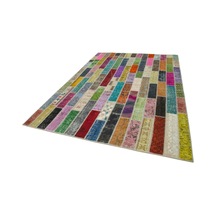 Bespoky Patchwork Modern Çok Renkli Salon Halısı El Dokuma 31038