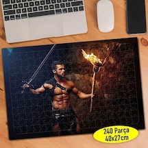 Meşale Tutan Dövüşçü Kaslı Erkek 240 Parça Puzzle Yapboz-209684