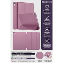 İpad 11. Nesil A16 Ve 10. Nesil 10.9" Uyumlu Kılıf A3355 A2696 Ultra İnce Standlı Kapak Smoke Purple Kapaklı Kılıf