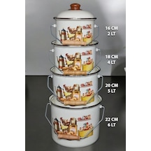 Nishev Zarif İtalyan Zeyno Emaye Yoğurt, Tahıl, Bakliyat Tencere Seti Emaye Bakraç