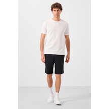 Tommylife Siyah Standart Fit Dokuma Hafif Esnek Chino Erkek Şort - 81289 Siyah