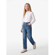 Koton Mom Fit İndigo Kız Çocuk Jean Pantolon 7wkg40036ad