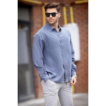 Madmext Füme Uzun Kollu Oversize Erkek Gömlek 6733 Füme