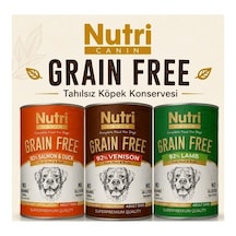 Grain Free Tahılsız Somonlu Ördekli Geyikli Kuzulu Köpek Konservesi 400 Gr X 3'lü Karışık Paket