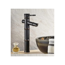 Rena Design Bambu Model Rustik Siyah Antik Lavabo Bataryası Banyo Çanak Musluk Mat Siyah Lavabo Armatür Otantik