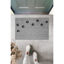 Rugmood Modern Dijital Baskı Paspas - Pati İzi - Kapı Önü Paspası 70x45cm Gri