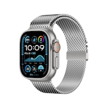 Apple Uyumlu Watch  Ultra 49mm Ardx Krd-121 Metal Hasır Kordon-gümüş