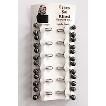 Melodi Scarf Tesettür Eşarp Şal Klipsi Gri Renk 12 Adet Gri-01