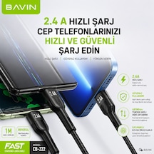 Bavin Typce Usb Hızlı Şarj Çoklu Hızlı Şarj Kablosu 3in1 Siyah Örgülü