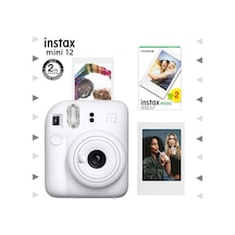 Fujifilm Instax Mini 12 Fotoğraf Makinesi + Çerçeve + 20'li Mini Film Seti Beyaz